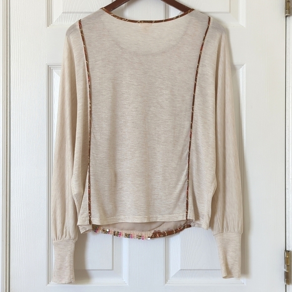 Tiny Anthropologie Sammi Sequined & Floral Long Dolman Balloon Sleeve Top Small - Picture 11 of 13